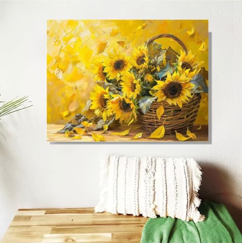 Malen Nach Zahlen ab 7 8 9 Jahre Mädchen,Sonnenblume Malen Nach Zahlen Erwachsene Kinder Anfänger,20x30cm Malen-Nach-Zahlen Blume Faltenfreie Leinwand Ölgemälde Kit,Kreatives Geschenk Mit Rahmen M-585 von Anmiong