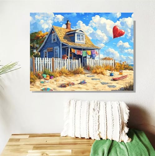 Malen Nach Zahlen ab 7 8 9 Jahre Mädchen,Strand Malen Nach Zahlen Erwachsene Kinder und Anfänger,20x30cm Malen-Nach-Zahlen Liebe Faltenfreie Leinwand Ölgemälde Kit,Kreatives Geschenk Mit Rahmen M-507 von Anmiong