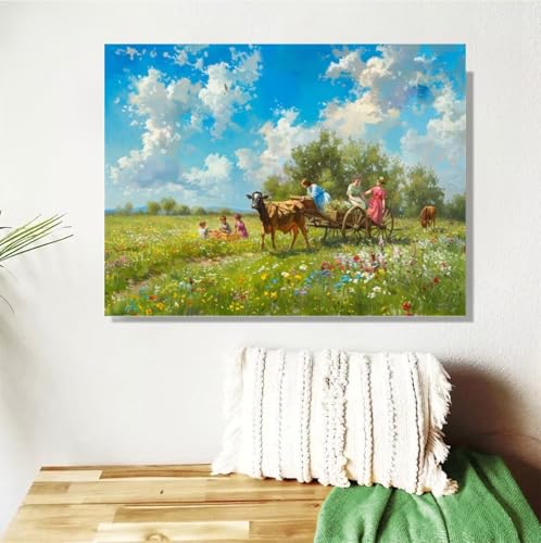 Malen Nach Zahlen ab 7 8 9 Jahre Mädchen,Tier Malen Nach Zahlen Erwachsene Kinder Anfänger,60x80cm Malen-Nach-Zahlen Landschaft Faltenfreie Leinwand Ölgemälde Kit,Kreatives Geschenk Mit Rahmen M-66 von Anmiong