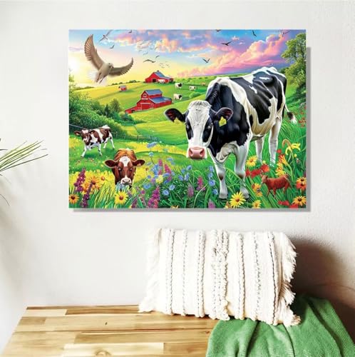 Malen Nach Zahlen ab 7 8 9 Jahre Mädchen,Tier Malen Nach Zahlen Erwachsene Kinder Anfänger,60x80cm Malen-Nach-Zahlen Landschaft Faltenfreie Leinwand Ölgemälde Kit,Kreatives Geschenk Mit Rahmen M-68 von Anmiong