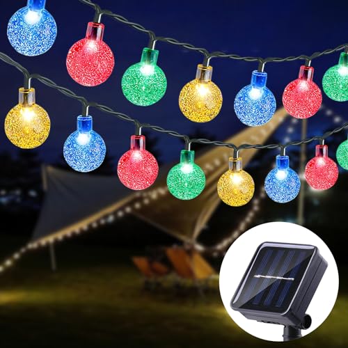 Anmossi Solarlampen für Außen, Solar Lichterkette Aussen,11M 60 LEDs Lichterkette,8 Modi,Wasserdicht Außen Kugeln Lichterkette für Balkon,Garten,Bäume,Hochzeiten,Partys,Terrasse(Bunt) von Anmossi