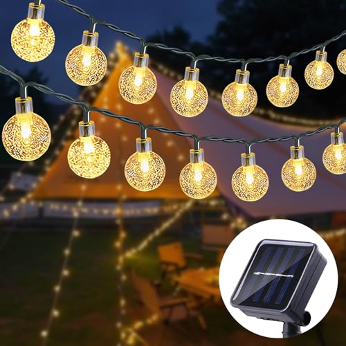 Anmossi Solarlampen für Außen, Solar Lichterkette Aussen,11M 60 LEDs Lichterkette,8 Modi,Wasserdicht Außen Kugeln Lichterkette für Balkon,Garten,Bäume,Hochzeiten,Partys,Terrasse(Warmweiß) von Anmossi