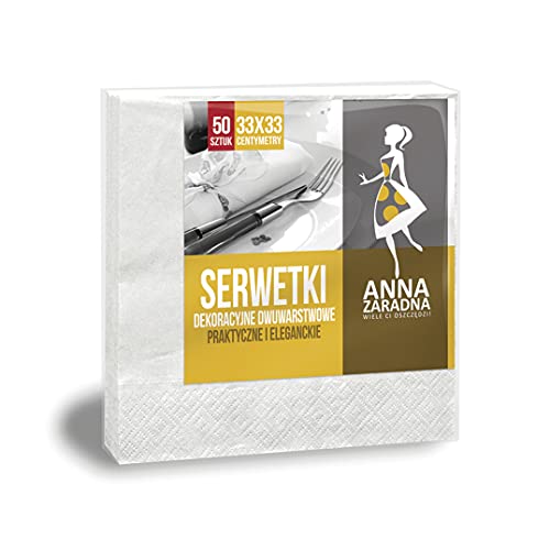 ANNA ZARADNA ST-AZ-015672 100% Zellstoff-Servietten Zweilagig 33x33 cm/ 50 stück Weiss/Einwegservietten Dekorative Tissueservietten/für Hochzeit Party Geburtstag Taufe Picknick von Anna Zaradna