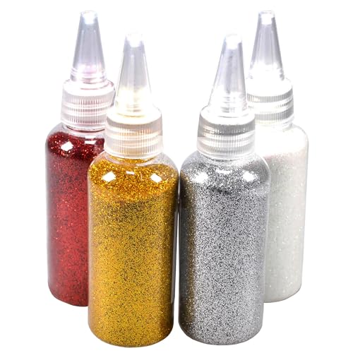 4 x Flaschen Glitzer-Pulver in tollen Farben zum Basteln 40g/pro Flasche Glitzerpulver - Glitzerpuder - Glitzer Puder - Glitter - Glitzerstaub Glitterstaub Weihnachtsbastel Set Glitzer von Annastore