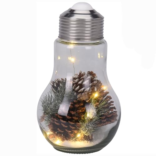 Lampe in Form einer Glühbirne H 31 cm - mit 10 warmweissen LED´s inkl. Tannenzapfen - Weihnachtsbeleuchtung - Stimmungslampe Weihnachten - Weihnachtliche Deko von Annastore