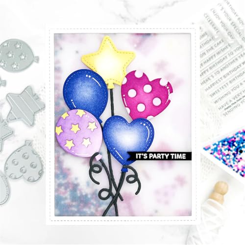 Annchaos Stanzformen für Kartenherstellung, Metall, Scrapbooking, Bastelarbeiten, Prägeschablone, Papierschablone, Fotoalbum, Kunstwerkzeug (Geburtstag, Feier, Luftballons, 10 x 10,5 cm) von Annchaos