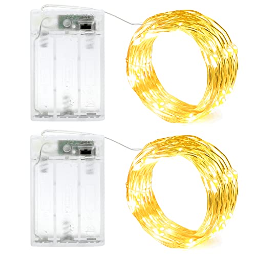 2PACK 2m Lichterkette mit Timer 20 LEDs kleine Lichterkette Batterie wasserdicht batteriebetrieben Innen für Party, Weihnachten, Halloween, Hochzeit, tolle Schlafzimmer Deko (Warmweiß) von Annefly