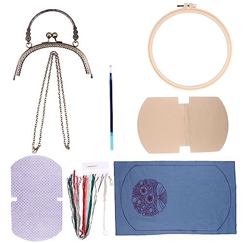 1 Satz DIY-Material-Kit repair kit embroidery set knit set Taschenherstellungsset Stickerei-Geldbörsen-Kit die Einkaufstasche Bausatz für Geldbörsen Umhängetaschen Stoff Violett Anneome von Anneome