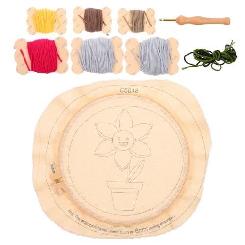 1 Satz Stickerei-Basis-Kit Stickformfaden Stanzwerkzeug Stanznadel-Sticksets Stickerei-Starter-Kits bastel materialien Stanzstickset für Anfänger Bastelwerkzeug für Kinder Colorful Anneome von Anneome