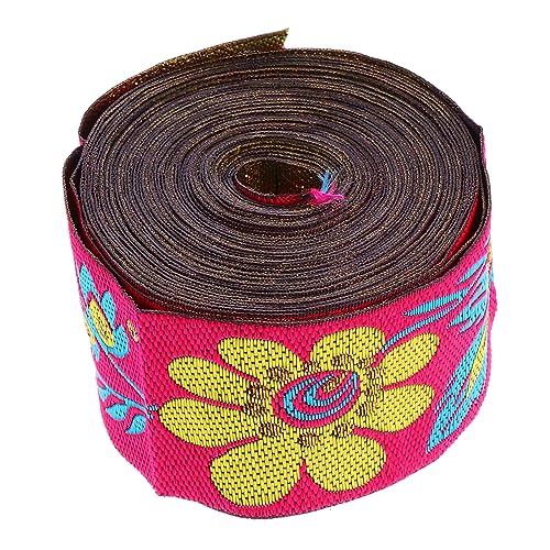 3St Ethnisches Spitzenband Blumenjacquardband Jacquardband zum Nähen Bastelbänder haaraccessoires hair jewellery bund Bekleidungszubehör besticktes Jacquardband Polyestergarn Rosy Anneome von Anneome