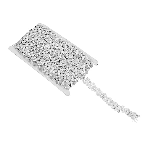 Anneome 1 Rolle Nähen trimmen Spitzenband Sternbesatzband Spitzenapplikation Paillettenborte zwiebelschneider verbandsschere weddin Paillettenband für DIY Kleidungszubehör Polyester Silver von Anneome