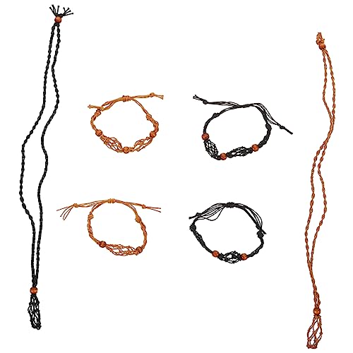 Anneome 1 Satz Anhänger gewebte Netztasche Schmuckhalter gemuse gems verstellbarer Kabelkäfig Perlenkäfige Anhänger Armbänder Halsketten Wachsseil für Armband Ersatzarmbandschnüre Holz von Anneome