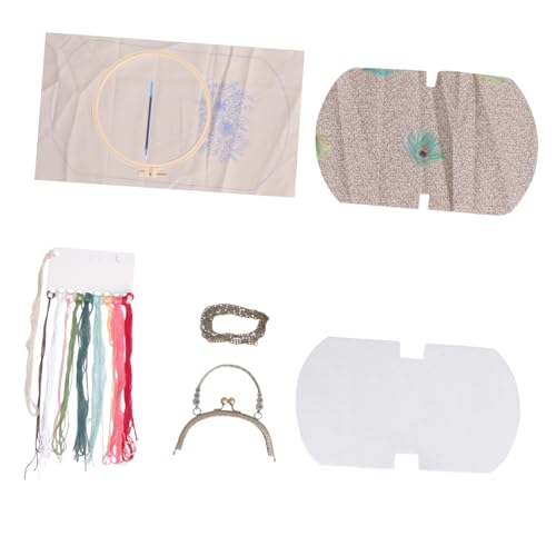 Anneome 1 Satz DIY-Material-Kit Bausatz für Geldbörsen Kreuzstichpackung für Umhängetaschen repair kit sticken für anfänger handgefertigte Accessoires Stickbeutelmaterial Stoff Beige von Anneome