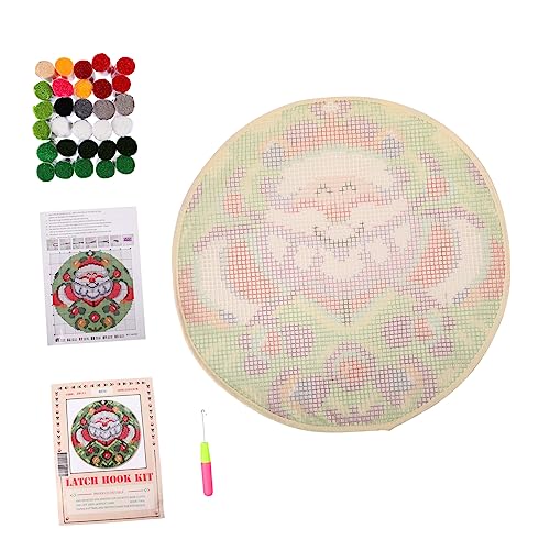 Anneome 1 Satz DIY Weihnachtskissen Santa Häkelmuster Weihnachten DIY Teppich Kit Weihnachts Haken Kit DIY Teppich Teppich Kit Häkel Kits Teppich Haken Kits Polyacrylnitrilfaser von Anneome