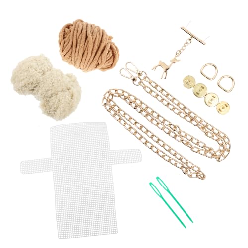 Anneome 1 Satz Diy-garnbeutel Handgewebtes Taschenmaterial Stickerei-kits Umhängetasche Diy Nähset Handgefertigte Dekorative Accessoires Kreuzstich-beutelset Diy-kits Baumwolle Khaki von Anneome