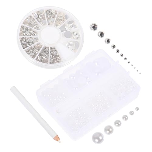 Anneome 1 Satz Imitationsperle flacher Diamant flache Perlen weiße Accessoires DIY Perlen edelsteine schmucksteine Nagelzubehör Handy-Zubehör Perlen für Nägel dekorative Halbperlen Glas von Anneome