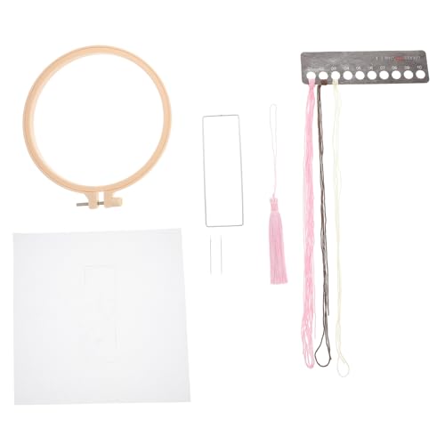 Anneome 1 Satz Lesezeichen Handstickerei Stickrahmen Stickset für Anfänger Cross-Kit DIY bookmarks embroidery Nähmaterialien für Stickereien Lesezeichen Kreuzstich-Materialien Organza Rosa von Anneome