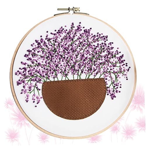 Anneome 1 Satz Stanzstickset für Anfänger Sticktuch Stoff kreuzen Stickerei-Kits Punch-Stickerei-Kit embroidery set embroidery thread DIY-Set Stickerei-Basis-Kit Stickformfaden Violett von Anneome