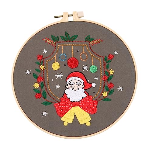 Anneome 1 Satz Stickerei Weihnachtsstickrahmen stickzubehör selber machen embroidery kit embroidery thread weihnachtskreuzstichmaterialien Kreuzstichzubehör zum Thema Weihnachten Bambus von Anneome