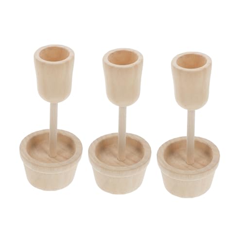 Anneome 1 Set DIY Unvollendete Holzblume Mit Topf Miniatur-holzblumen-bonsai Zum Malen Kleiner Blumen-bastelset Kinder-malwerkzeug von Anneome