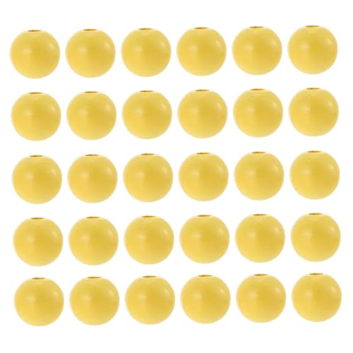 Anneome 100St 14mm farbige Holzperlen bastelzeug für kinder bastelkasten Holzschmuck kreative DIY-Perle Distanzperlen selber machen loser Perlenvorrat Perlenanhänger selber machen Yellow von Anneome