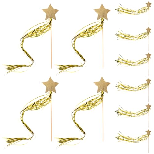 Anneome 10St -Fee-Zauberstab seidenband Ribbon kinderknallzeug Toys for Geburtstagsgeschenk Spielzeug Fee Cosplay Zauberstab Zauberstäbe mit Schleifendesign Feenstab Stock Golden von Anneome