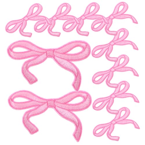 Anneome 10St Fliege-Stoffaufnäher Bügelflicken zum Aufbügeln Aufnäher zum Aufbügeln mit großer Schleife Schleifen-Stickerei-Patches Bowknot-Patches Stickereiflecken Polyesterfaden Rosa von Anneome