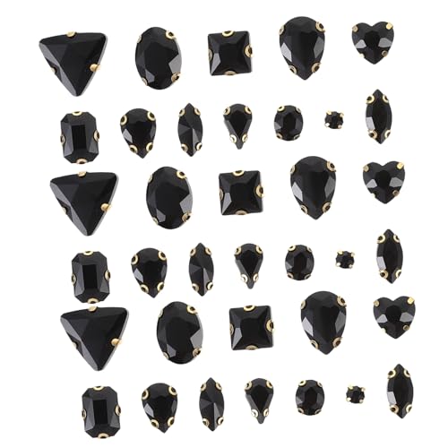 Anneome 130St kleidung nähen strass schmucksteine gems craft nähkralle strass Nähen von Strasssteinen für Kleidung bastelset kleider zarte kleine Strasssteine strass DIY dekor Glas Black von Anneome