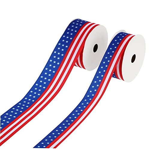 Anneome 2 Rollen 10 Schleife Usa-flaggenband Sterne Und Streifenband Amerikanischen Flagge Band Diy Band 4. Juli Band Geschenkband Vereinigte Staaten Polyester Pentagramm von Anneome