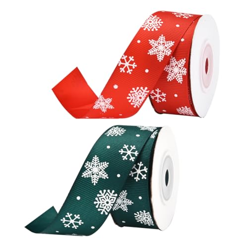 Anneome 2 Rollen Weihnachtsdekorationsband Bedrucktes DIY Weihnachtsverpackungsband Für Festliche Tischdeko Und Weihnachtsbaumschmuck x 5 Ideal Für Kreative von Anneome