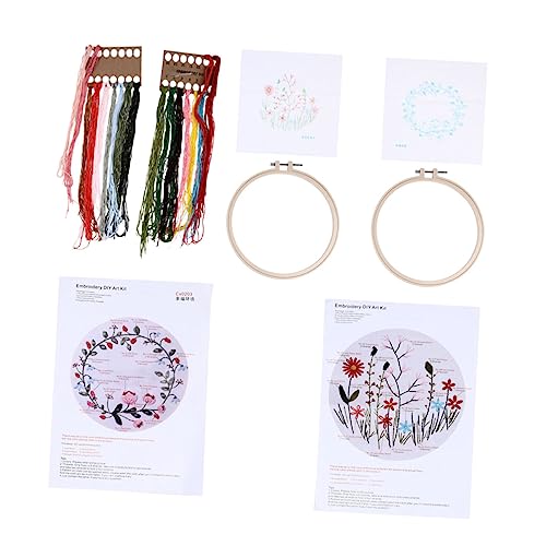 Anneome 2 Sätze Punch-Stickerei-Kit Blumen-Stickset Bastelwerkzeug für Kinder Stickerei-Kits Paar Armbänder Stanznadel-Stickerei-Starter-Kit diy kits embroidery kit Stickerei-Basis-Kit von Anneome