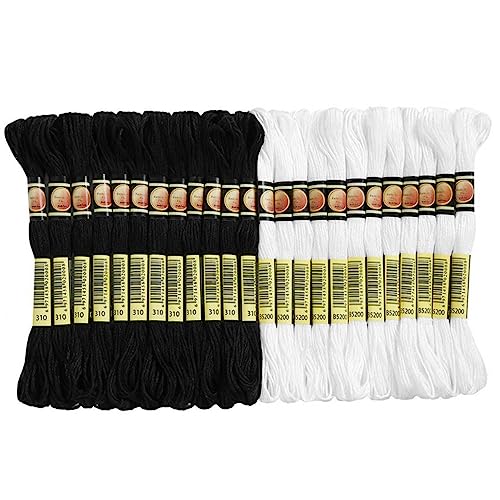 Anneome 24St Schwarz-Weiß-Kreuz stich faden embroidery thread sewing accessories Stickgarn für Quilten Kreuzstichfaden Kreuzfäden Nähen Nähgarn Nähmaterial tragbares Stickgarn Polyester von Anneome