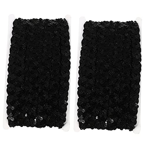 Anneome 2St Perlen mit Paillettenstreifen Spitzenstoff selber machen schwarze Dessous aus Spitze paillettenband hochzeitsdeko DIY trim stoff handgefertigte handwerksversorgung Polyester von Anneome