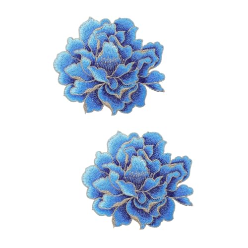 Anneome 2st Pfingstrosen-stickpatch Stoffflicken Selber Machen Diy-patches Blaues Dekor Flicken Aufnähen Flecken Kleidung Patches Nähen Diy Bastelbedarf Blaue Accessoires Blue Polyester von Anneome