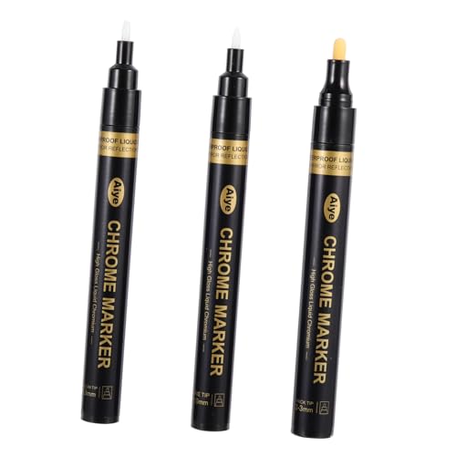 Anneome 3St Chrome-Marker Goldmarker Metallic-Farbmarker Textmarker Signierstifte Flüssigmarker Zeichenmarkierungen Malerei Farbstift Graffiti-Marker-Stift Zeichenstifte ， Golden von Anneome