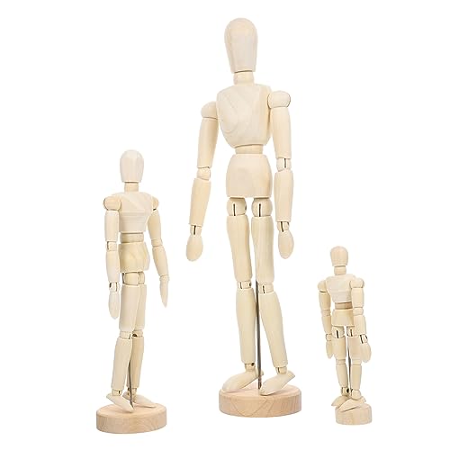 Anneome 3St Modell aus Holz Schreibtischaufsatz Körper-Mannequin-Zeichnung holzfiguren holzmodelle Puppen bastelset hölzerne Marionettenverzierung Desktop-Dekoration Legierung Beige von Anneome