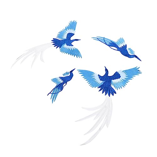 Anneome 4 Stück Gestickter Phoenix-patch Stofflochaufkleber Phönix-nähflicken Gestickte Applikation Mit Phönix Patches Nähen Elegante Nähflicken Stoffflecken Nähpflaster Rayon Blue von Anneome