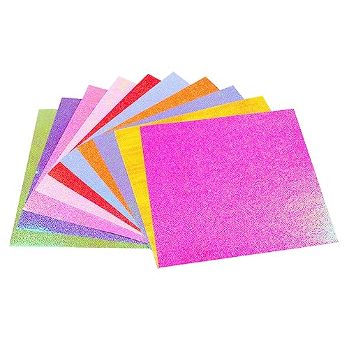 Anneome 50 Stück Glitzer-Origami regenbogenpapier glitter paper Iridescent paper Handmade paper Flicker paper Origamipapier für Kinder Oragami-Kits für Kinder Flimmerpapier Papier falten von Anneome