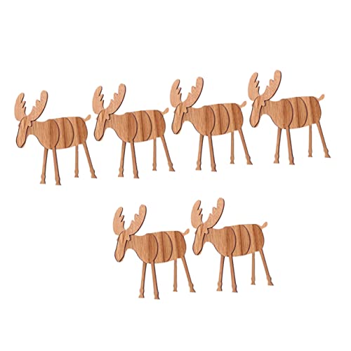 Anneome 6pcs Weihnachten Elk Ornament Kid DIY Assembly Holz Elk Weihnachtskunst Spielzeug von Anneome