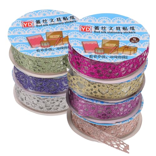 Anneome 7 Rollen Spitzenband Tape- Abdeckband aus Spitze Makramee Etikett funkeln scrapbbok the washi tape bastelmaterial glinet glitzerndes Klebeband Sammelalbum liefert das Haustier von Anneome