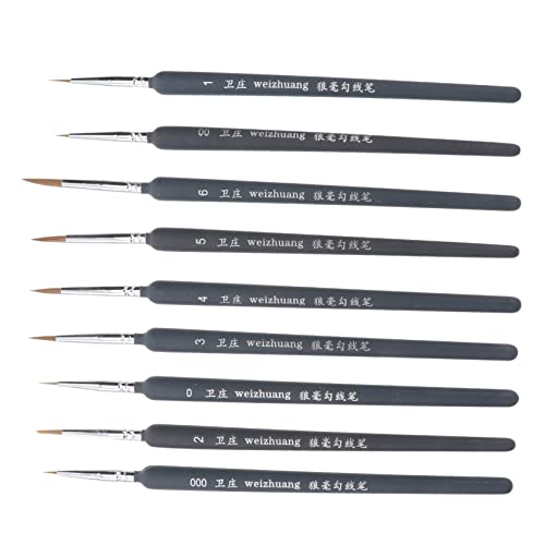 Anneome 9st Pinsel Feine Detailfarbe Kolinsky Miniaturen Malen Nagelbürste Acryl Dünn Nylon-haarfarbe Mit Feiner Spitze Bürsten Kit De Manicura Mopp Hölzern Aquarell-Set Kind Das Gesicht von Anneome