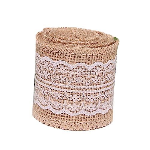 Anneome Juteband Mit Spitze 2m Natürliches Bastelband Vintage Optik Für DIY Projekte Hochzeitsdekoration Und Geschenkverpackungen Dekoband Aus Jute Mit Weißer Spitze Für Kreative von Anneome