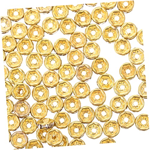 Anneome Runde Legierungs Rhinestone Spacer Perlen Für DIY Schmuckherstellung Goldene Und Weiße Designs 6mm Ideal Für Armbänder Und Halsketten Bastelbedarf von Anneome