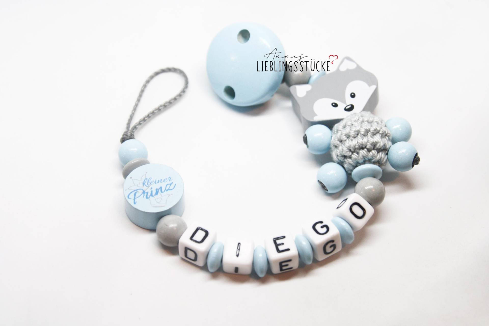 Schnullerkette Mit Namen Junge Personalisiert Fuchs Kleiner Prinz Geburt Taufe Babygeschenk Babyparty von AnniLieblingsstuecke