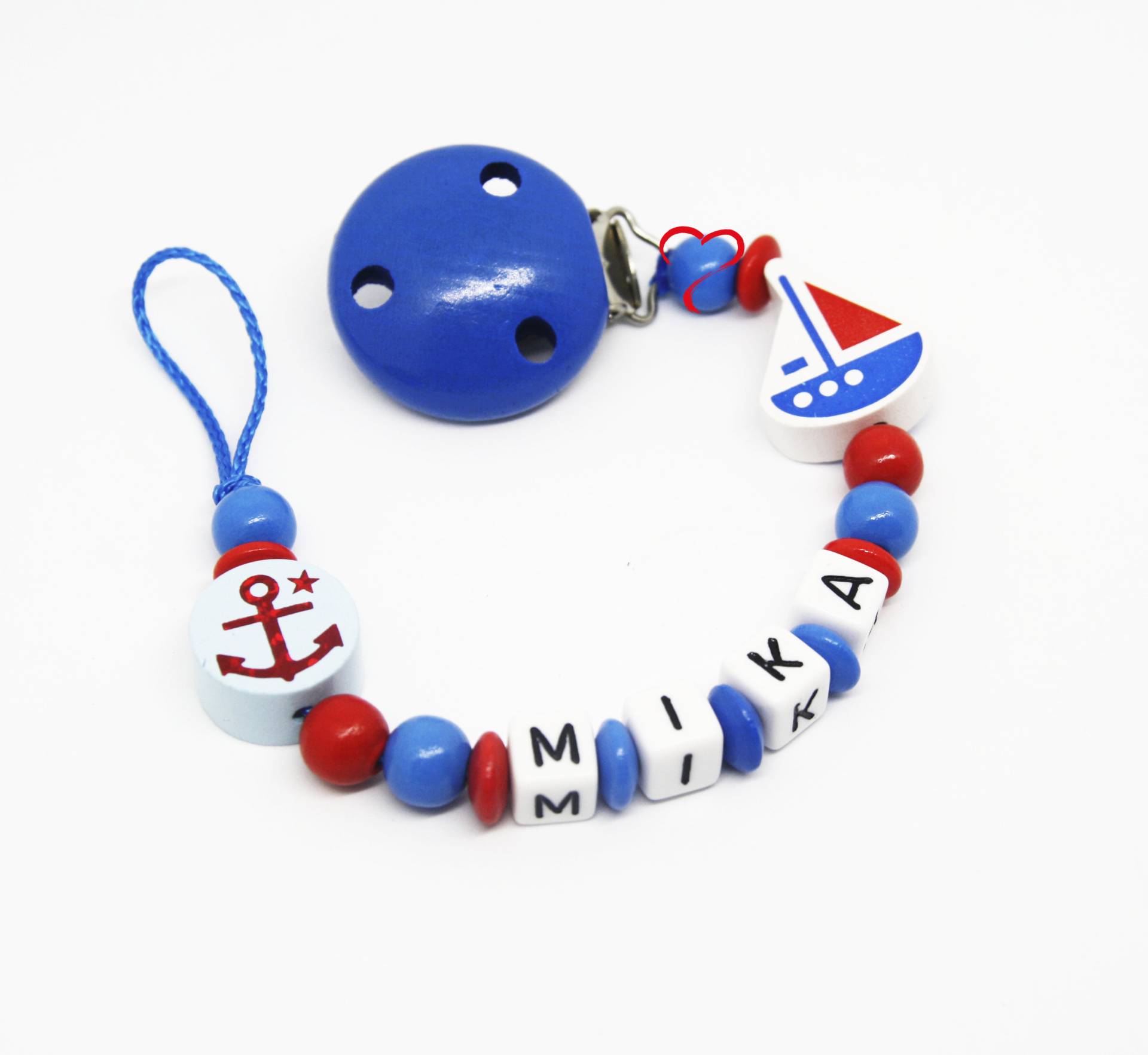 Schnullerkette Mit Namen Junge Personalisiert Maritim Geburt Taufe Babygeschenk Babyparty von AnniLieblingsstuecke