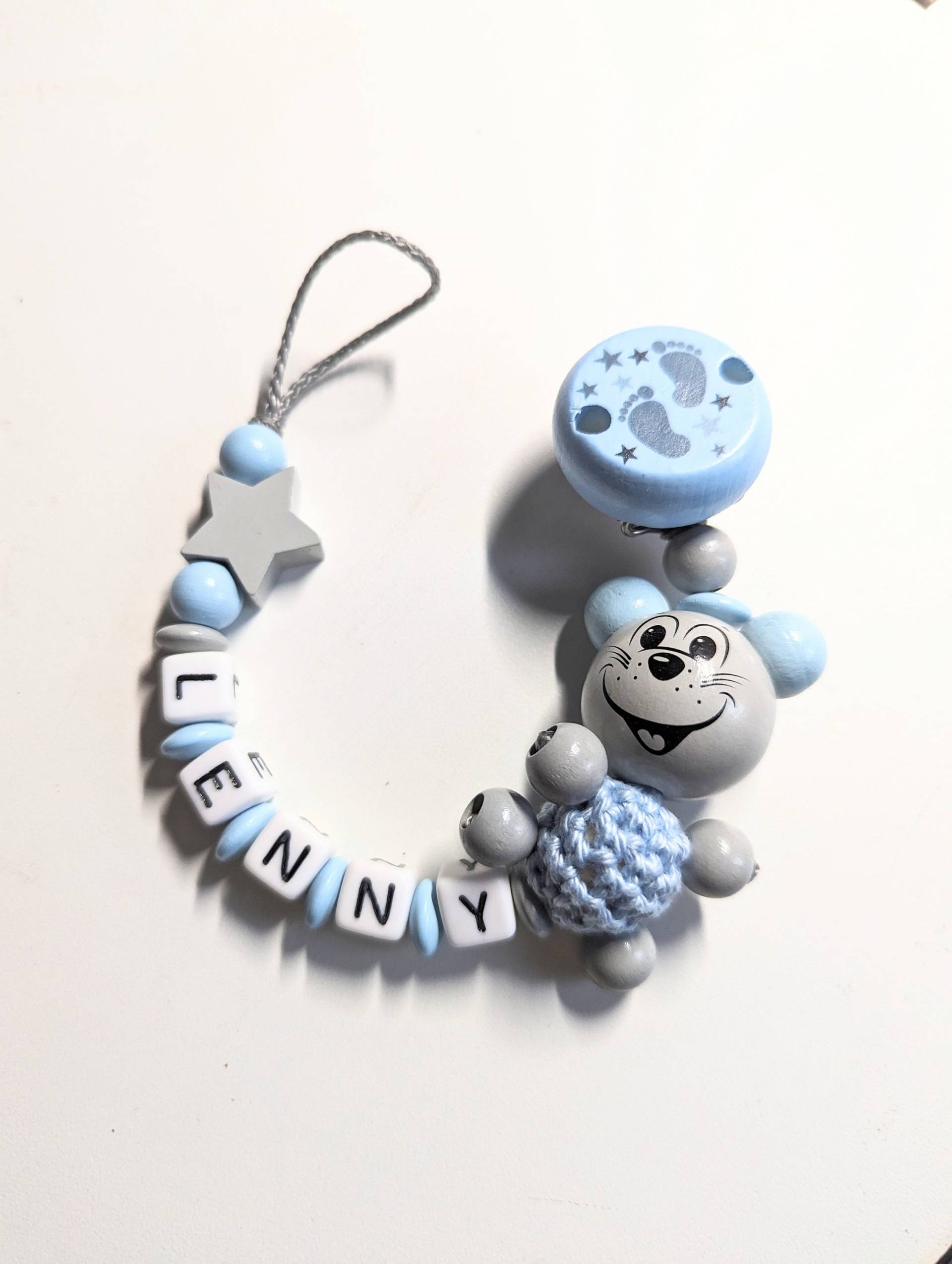 Schnullerkette Mit Namen Junge Personalisiert Maus Geburt Taufe Babygeschenk Babyparty von AnniLieblingsstuecke