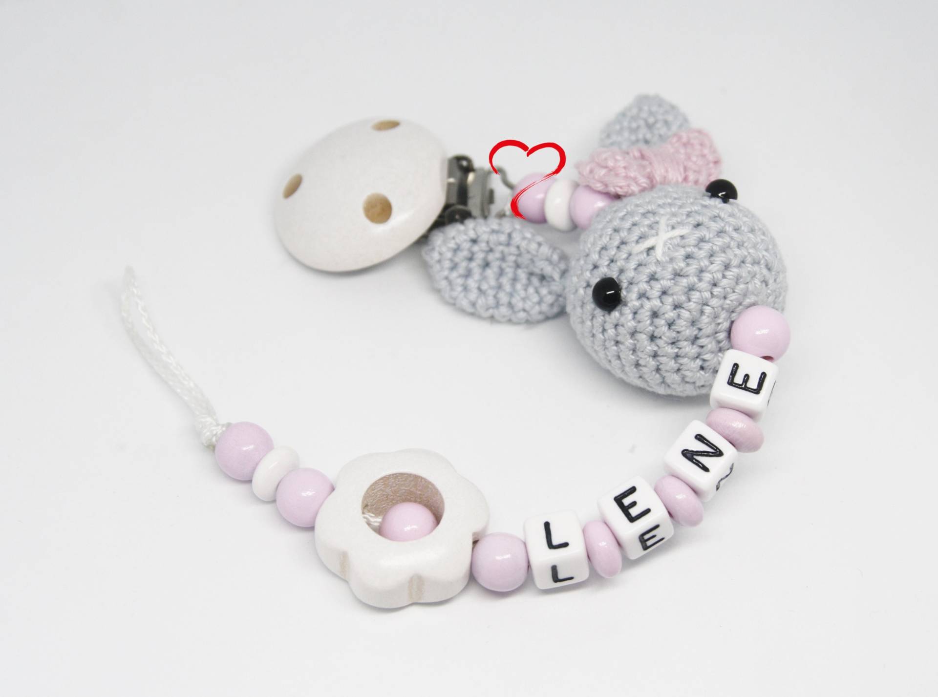 Schnullerkette Mit Namen Mädchen Personalisiert Häschen Geburt Taufe Babygeschenk Babyparty von AnniLieblingsstuecke