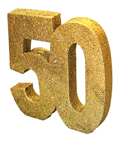 Anniversary House H104 Glitzer Tischdekoration Mittelstück | Meilenstein Alter Geburtstag Dekoration | Party Andenken, Gold, 20 cm von Anniversary House