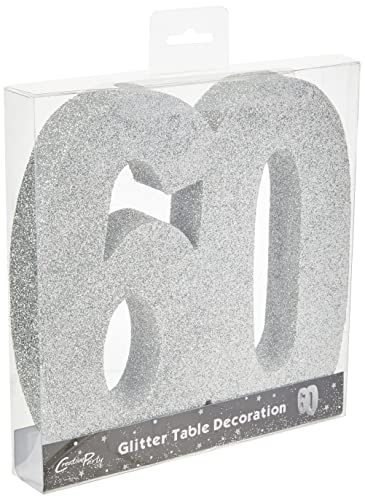 Anniversary House H118 Glitzer Tischdekoration Mittelstück | Meilenstein Alter Geburtstag Dekoration | Party Andenken, Silber, 20 cm von Anniversary House