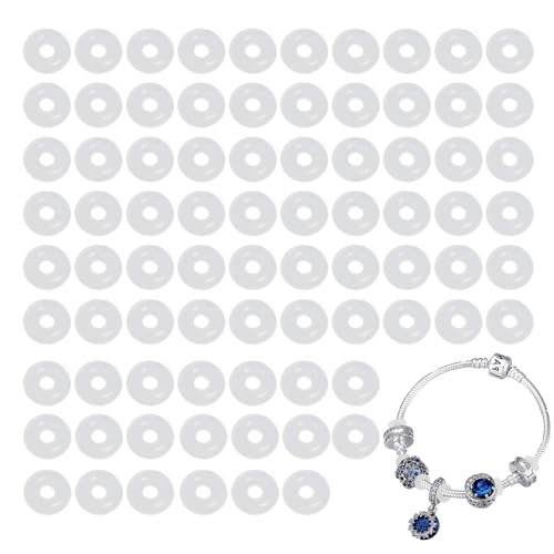 80 Stück transparente Silikon-Gummiverschlüsse für Bettelarmbänder, Transparente Spacer Charms, Kompatibel mit Clip Lock für Charm-Armbänder,Machen Sie Ihr Armband noch perfekter von Annlpoy